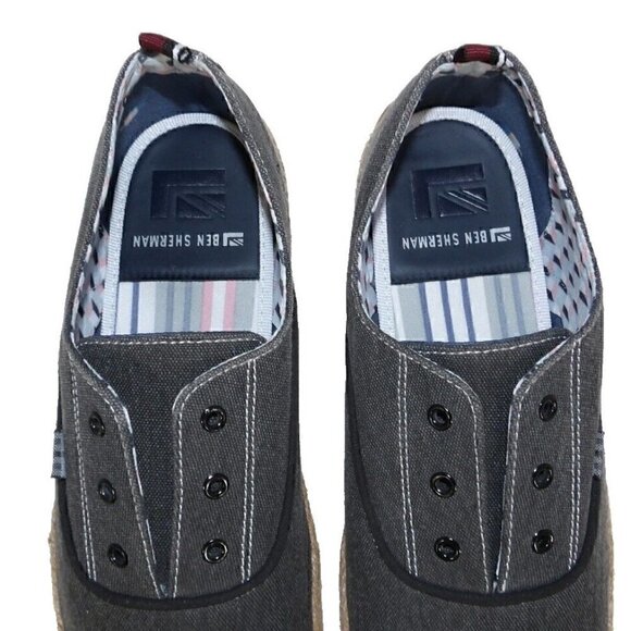 BEN SHERMAN gray canvas laceless loafers slip on shoes men\'s size 12 NEW NO TAGS main image 6